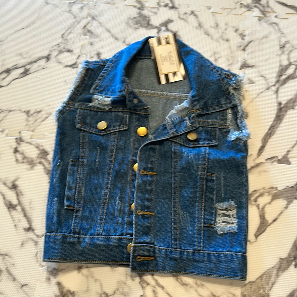 Little kids sleeveless jean jacket